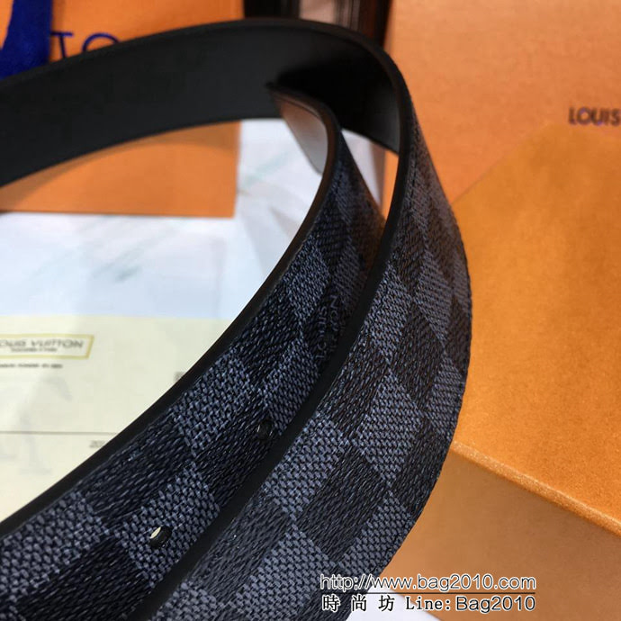 路易威登LV 全新款式  LV INITIALES 腰帶 格紋帆布 男士皮帶  xfp1114